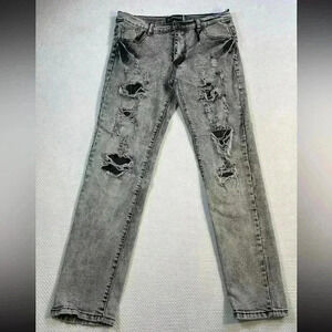 Blue Cult M Distressed Rugged Black/Gray Stretch Denim Jeans Size 18